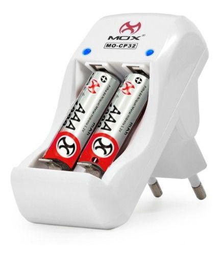 Carregador Bivolt com 2 Pilha PALITO Recarregável AAA 1000mAh de Alta Capacidade MOX Menor preço em Carregador Bivolt com 2 Pilha PALITO Recarregável AAA 1000mAh de Alta Capacidade MOX