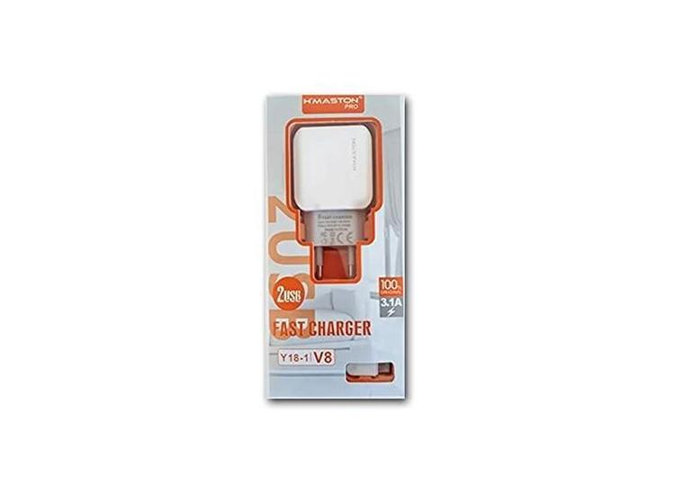 Imagem de Carregador cabo micro usb v8 e fonte 2 portas usb 3.1 h'maston y24-1