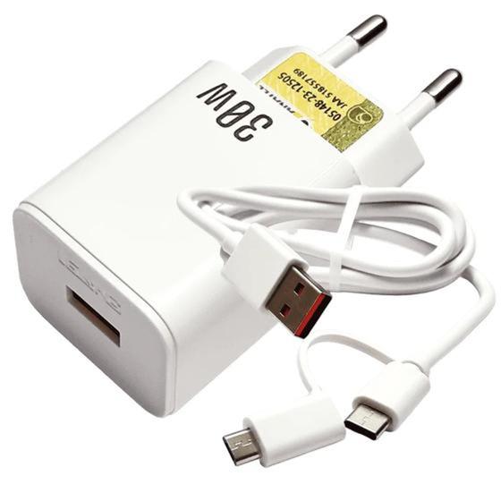 Imagem de Carregador Carregamento Rápido Galaxy A72, A73, F02s F04, F12 5v=3.1A 30w Type-C e Micro-USB LE296V