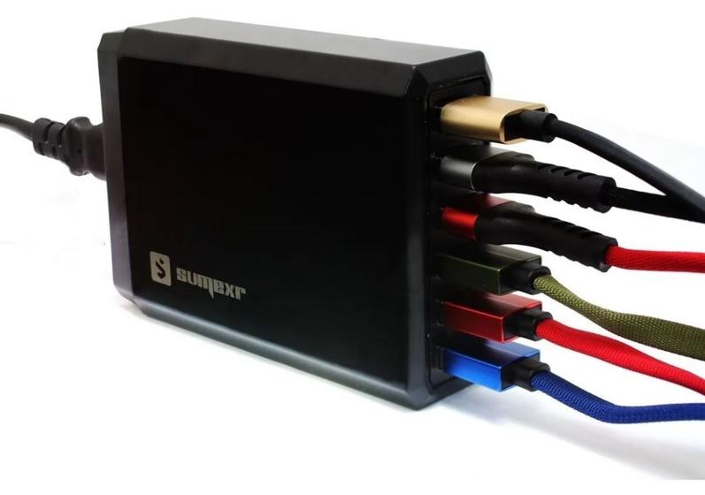 Imagem de Carregador Celular Rapido 6 Portas Saidas USB Multiplo Original modelo SX-F4 Preto marca Sumexr 