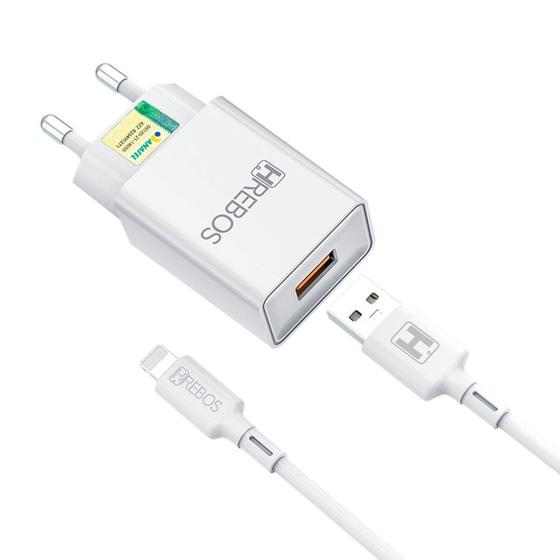 Imagem de Carregador Celular USB Hrebos Com Cabo Lightning HS-165