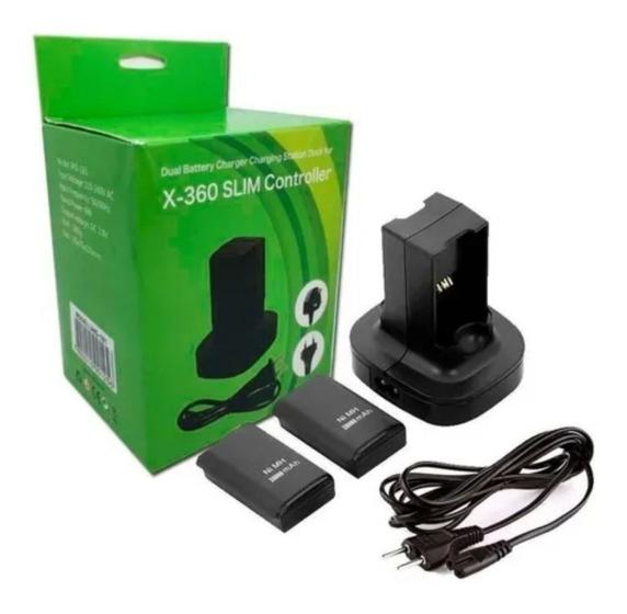 Imagem de Carregador Com 2 Baterias Recarregáveis Duplo Xbox 360