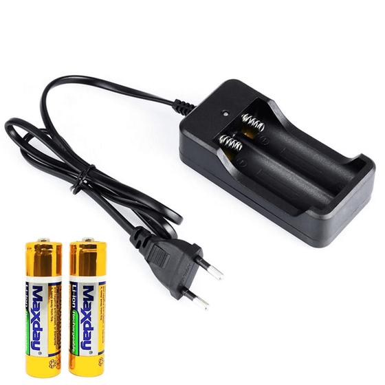 Imagem de Carregador Com 2 Pilhas Duplo De Pilha Bateria 4.2v Li-Ion 18650 Bivolt Recarregável LPJA02LUA2PI