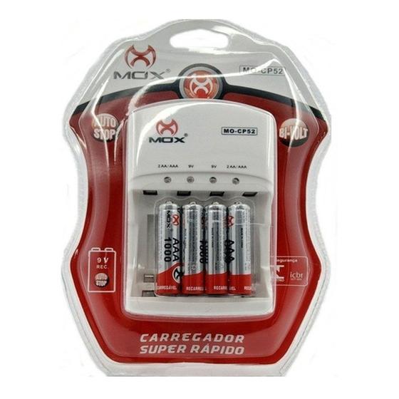 Imagem de Carregador com 4 pilhas AAA 1000 mAh Recarregáveis CP52
