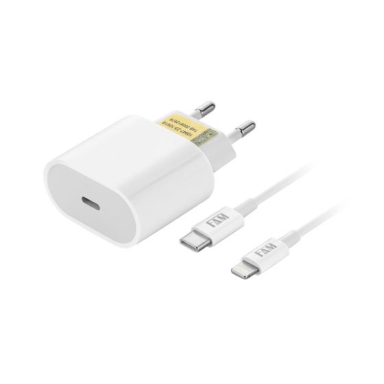 Imagem de Carregador compatível com  iPhone Lightning/tipo C 20w Fam Fkt-pd525