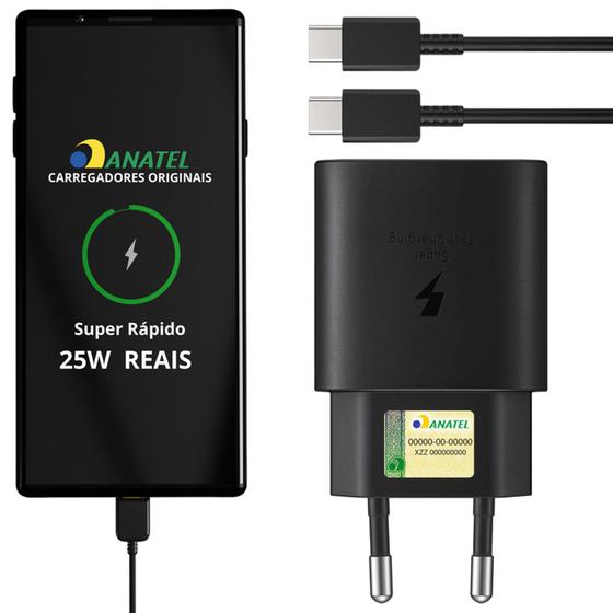 Imagem de Carregador compatível com Samsung Turbo 25w S20 ULTRA preto (ORIGINAL)