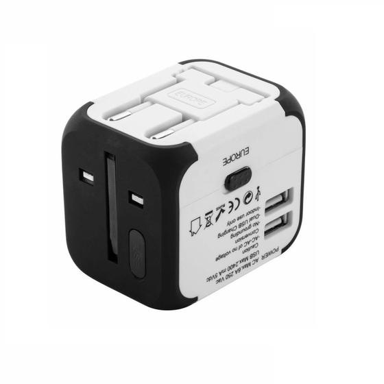 Imagem de Carregador Conversor Tomada Universal Bi-volt Dual Usb  - Branco