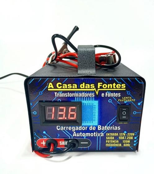 Imagem de Carregador de Bateria 12v Até 300amperes CV10 Inteligente com voltimetro - trafotron