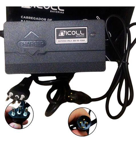 Imagem de Carregador de Bateria Bivolt Para Bicicleta Moto Patinete Elétrico 36v Original 10-15AH Conector Fish