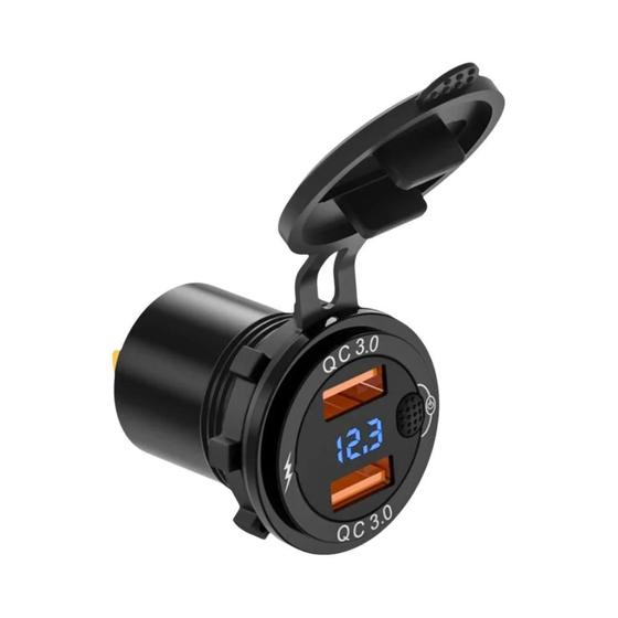 Imagem de Carregador de Carro Duplo USB com QC3.0 - Carga Rápida e à Prova D'Água