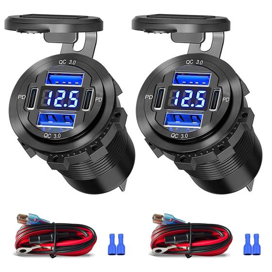 Imagem de Carregador de Carro e Barco 12V/24V - 4 Portas USB - Pacote com 2