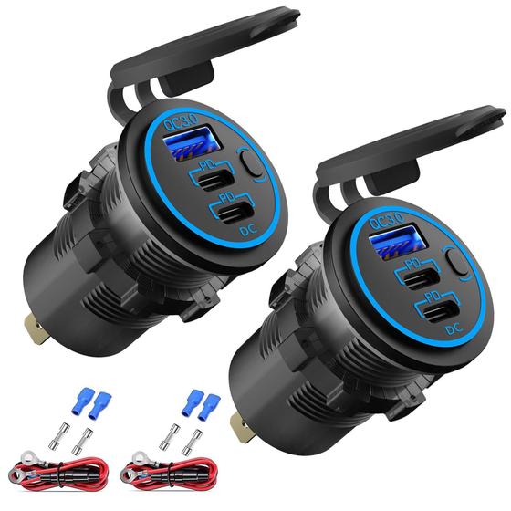 Imagem de Carregador de Carro Hapytrip com 2 Portas USB - PD3.0 e QC3.0 - 12V