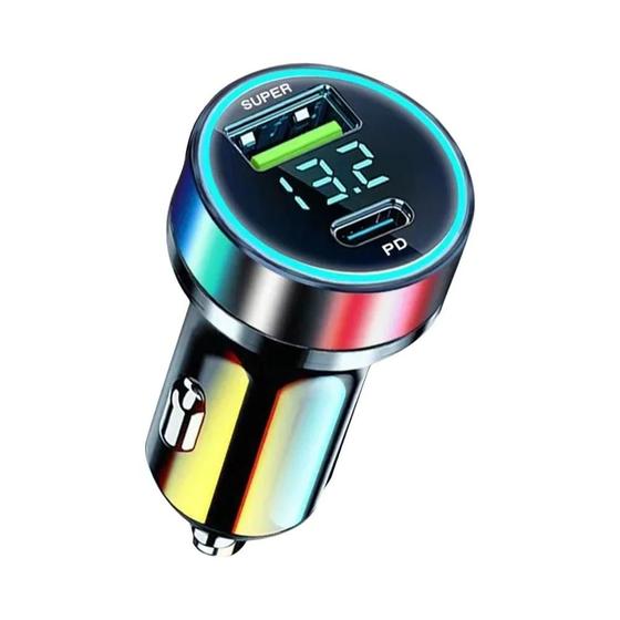 Imagem de Carregador de Carro USB Duplo 240W/120W - Carregamento Rápido com Display Digital