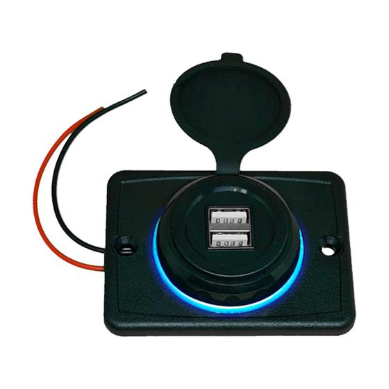 Imagem de Carregador de Celular Com 2 USB 12V 24V 5V Led Azul
