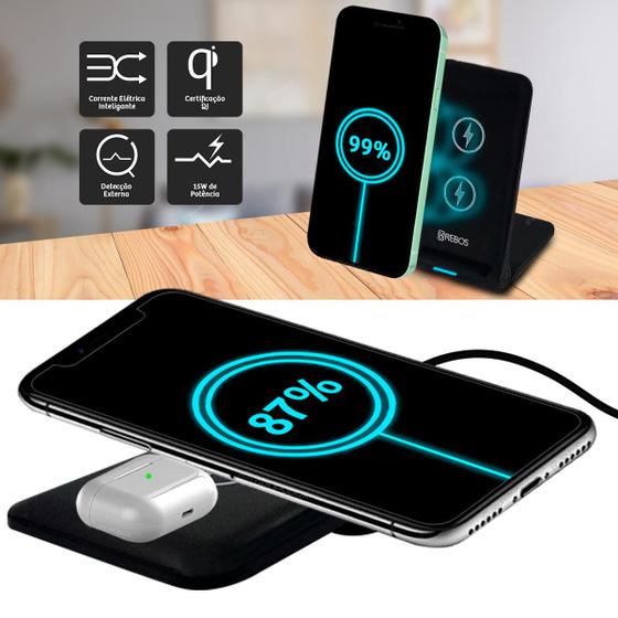 Carregador De Celular Por Indução Tecnologia QI 15W Sem Fio - Hrebos ...