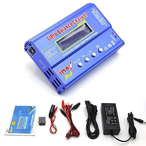 Imagem de Carregador de equilíbrio da bateria Havcybin B6 Lipo 80W 6A Discharger, RC Hobby Baterias Balance Charger LED W/AC Power W/Battery Checker para NiMH/NiCd (1-15S), LiPo/Li-ion/Life Battery (1-6S)