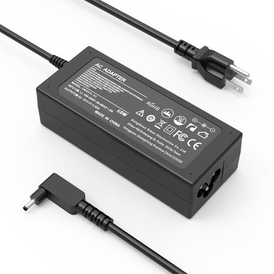 Imagem de Carregador de laptop 65W 45W, adaptador AC, cabo de alimentação para Acer Aspire