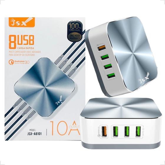 Imagem de Carregador De Mesa Hub Com 8 Portas USB E Carregamento Rápido Qualcomm-3.0 A8101