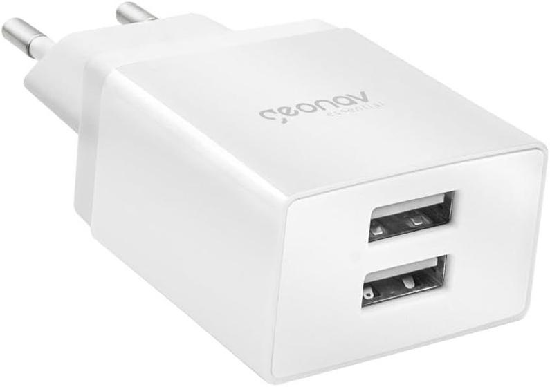 Imagem de CARREGADOR DE PAREDE 2xUSB ANATEL 2.1A BRANCO GEONAV ESSENTIAL