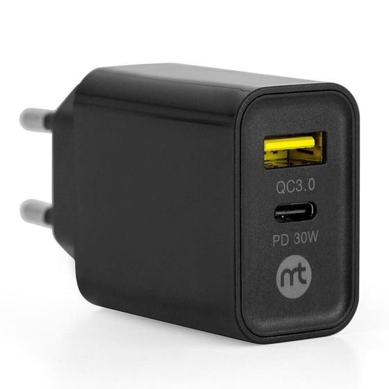 Imagem de Carregador de Parede Mistertech, Universal, USB-C/ USB, 30W, Preto