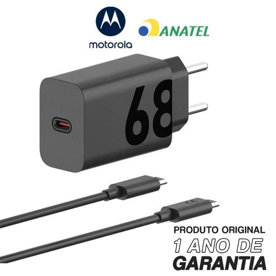 Imagem de Carregador de parede original motorola turbo power 68w cabo usb-c