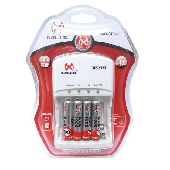 Imagem de Carregador De Pilha AA/AAA Bivolt Automatico Com 4 Pilhas AAA Recarregaveis