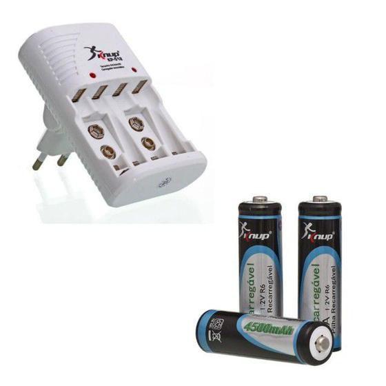 Imagem de Carregador De Pilha Bateria Aa Aaa 9v + 4 Pilhas Aa 4700mah