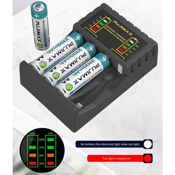 Carregador De Pilhas Inteligente Usb 4 Aa/Aaa Com Display - Pujimax Menor preço em Carregador De Pilhas Inteligente Usb 4 Aa/Aaa Com Display - Pujimax