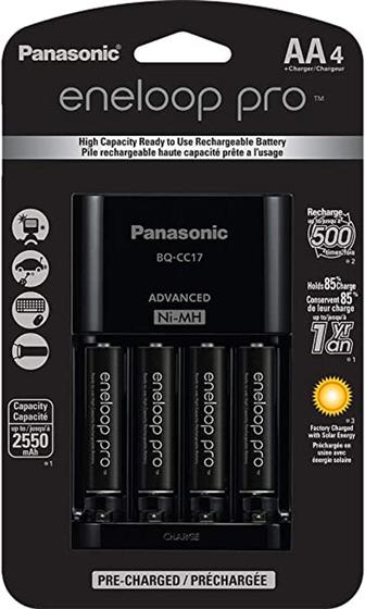 Imagem de Carregador de pilhas Panasonic eneloop pro com 4 pilhas AA 2550mAh