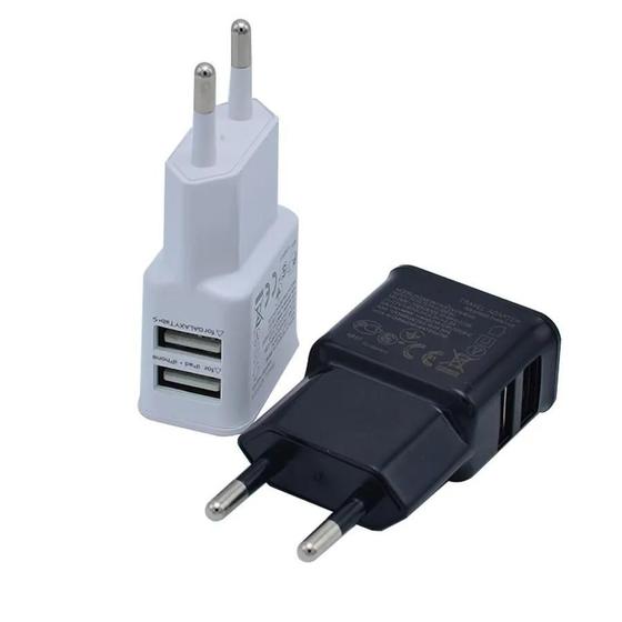 Imagem de Carregador de Telefone com Dupla Porta USB 5V - Compatível com iPhone, Samsung, Xiaomi e Huawei