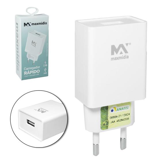 Imagem de Carregador de tomada bivolt rápido com 1 saída usb 2.4a maxmidia
