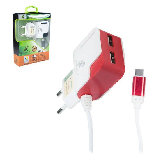 Imagem de Carregador de tomada bivolt ultra rapido com 2 saidas usb 3.1a E cabo tipo c