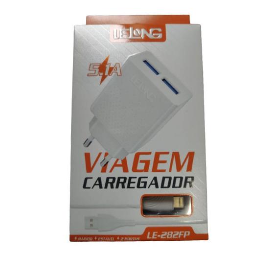 Imagem de Carregador de tomada Turbo 2 Usb 5.1A com Cabo Tipo Lightning Lelong 282FP