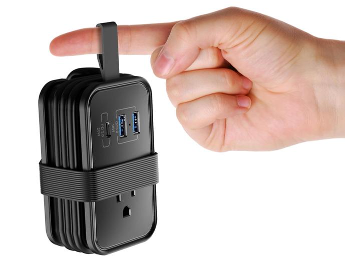 Imagem de Carregador de Viagem Portátil e Ergonômico com 3 AC + 2 USB