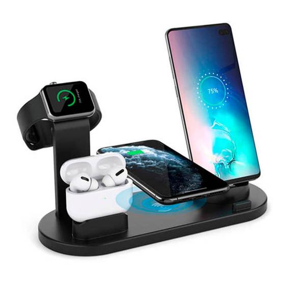 Imagem de Carregador Dock Station 4 em 1 Hars Compatível com iPhone Airpods Smartwatch Smartphone