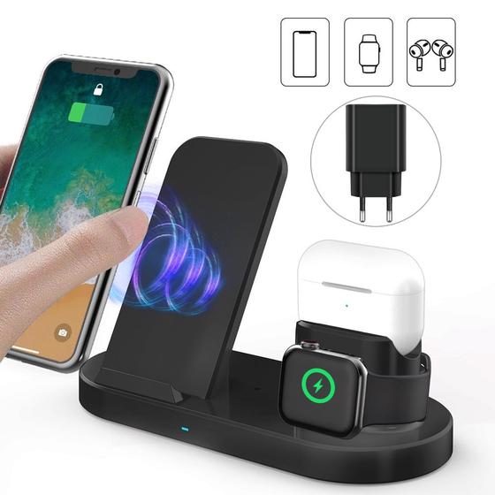 Imagem de Carregador Dock Station Compatível Apple Watch Airpod e Iphone 11 12 13 14 e 15 Wireless Indução