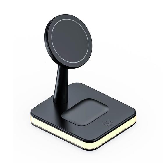 Imagem de Carregador Dock Station Wireless 3 em 1 Compatível com iPhone Airpods Smartphone