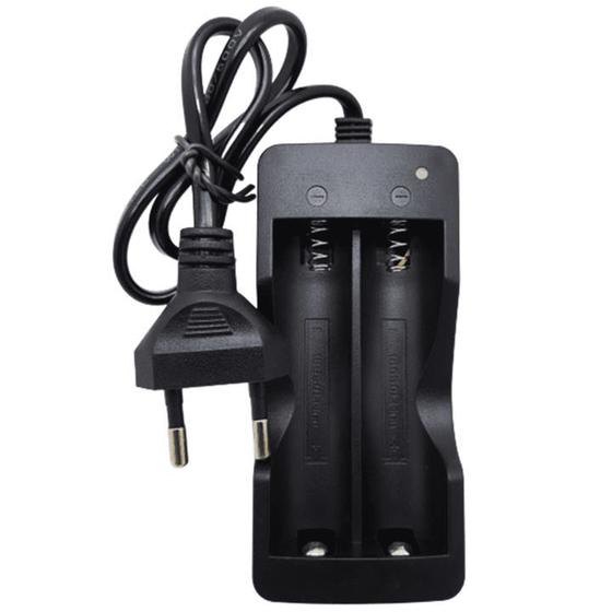 Imagem de Carregador Duplo de Pilhas Baterias Recarregáveis 4.2v Li-Ion 18650 Bivolt Para Lanternas CARREGAF