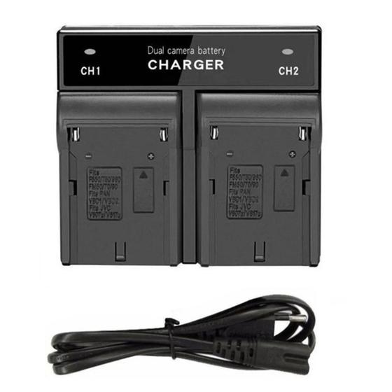 Imagem de Carregador Duplo P/ Bateria De Led Np-f550 F570 Np-f970
