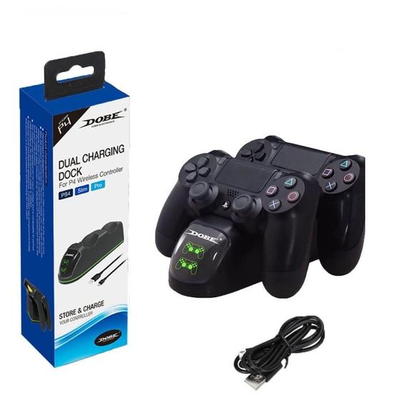 Imagem de Carregador Duplo USB Base Dock com Indicador Led Compatível com Controle Dualshock Console Ps4 Slim Pro
