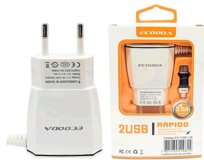 Imagem de Carregador Ecooda Saida-dc 5v=3.6a/ Carregador Rápido Cabo Tipo C