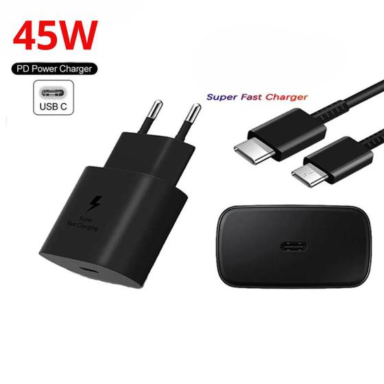 Carregador Fonte + Cabo Tipo-C 45W Turbo USB-C Compatível com Android LG Motorola Xiaomi iPhone 15 Menor preço em Carregador Fonte + Cabo Tipo-C 45W Turbo USB-C Compatível com Android LG Motorola Xiaomi iPhone 15