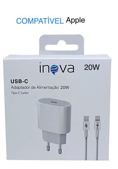 Imagem de Carregador Fonte USB-C 20W Turbo + Cabo Original Inova com Nota Fiscal