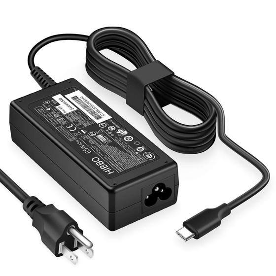 Imagem de Carregador HIBBO 65W/45W USB-C - Adaptador de Energia Rápida para Laptop HP