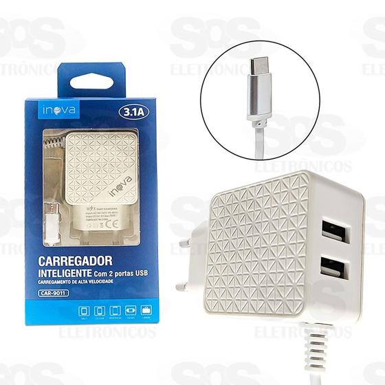 Imagem de Carregador inteligente com 2 portas usb 3.1a type c