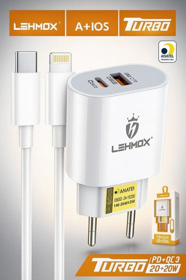 Imagem de Carregador iPhone Ultra Turbo LEHMOX 40W Cabo Compatível com iPhone Ligthning para Tipo C Homologado ANATEL