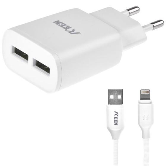 Imagem de Carregador Lightning Keen KC-01 2 USB - Branco