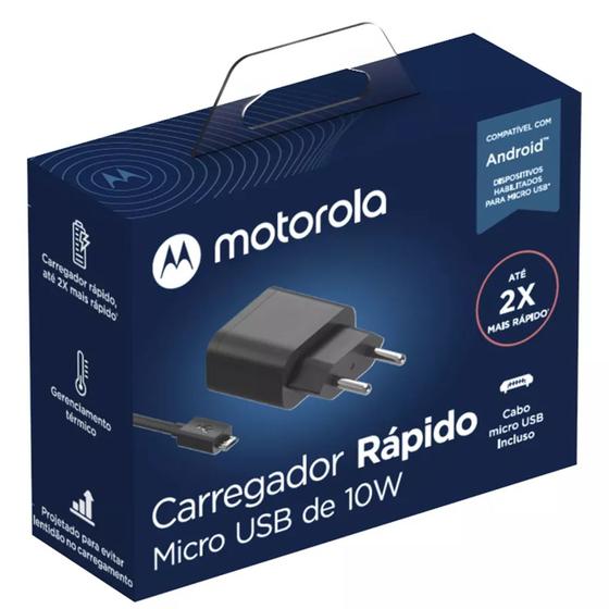 Imagem de Carregador Motorola Moto E6s 10W Com Cabo Micro USB Bivolt