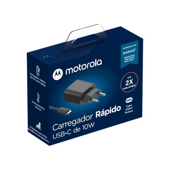 Imagem de Carregador Motorola One Macro 10W Com Cabo Tipo-C Bivolt