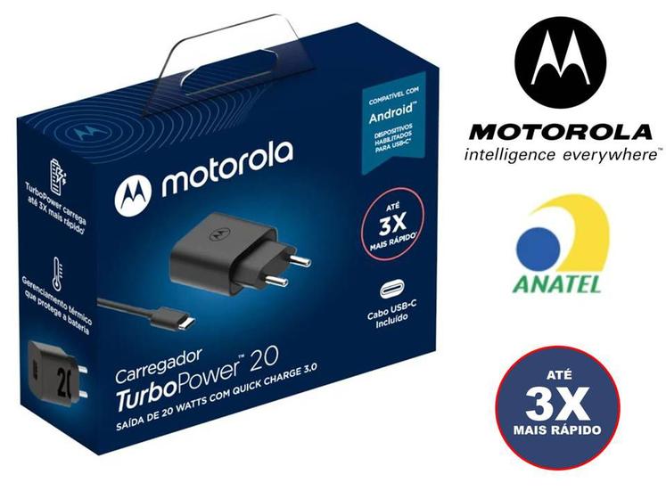 Imagem de Carregador Motorola Turbo Power 20W, 100-240V USB/Tipo-C - G9 Play G9 Power